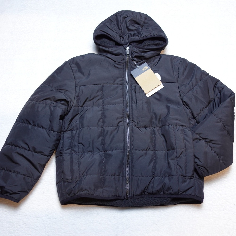 The North Face Reversible Shasta Jacket Boys S 7/8 Black Insulated Fleece Hooded